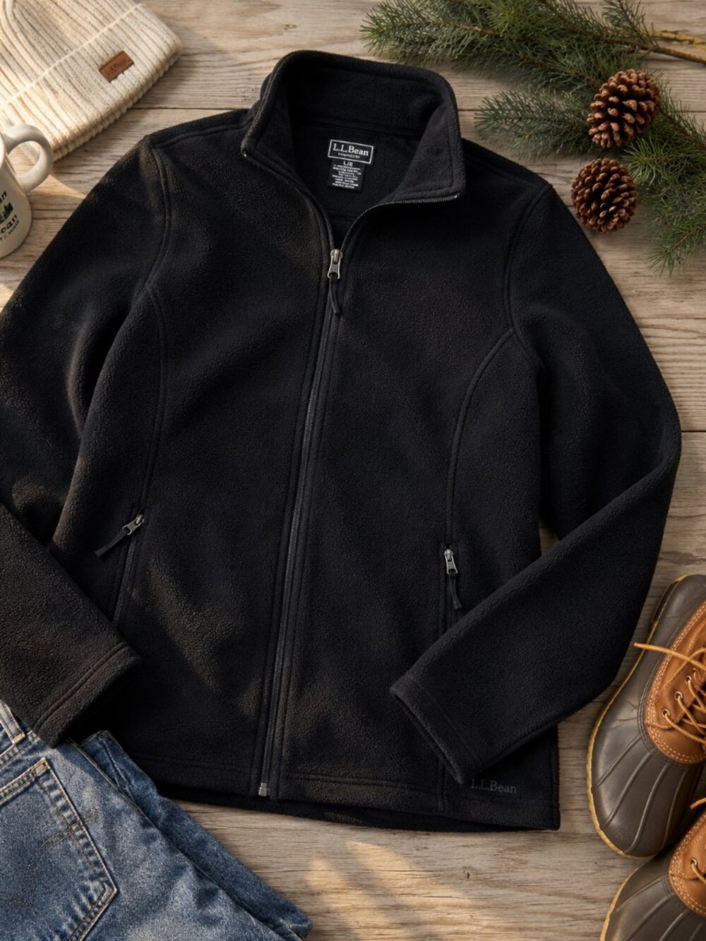 L.L. Bean Black Full-Zip Fleece Jacket